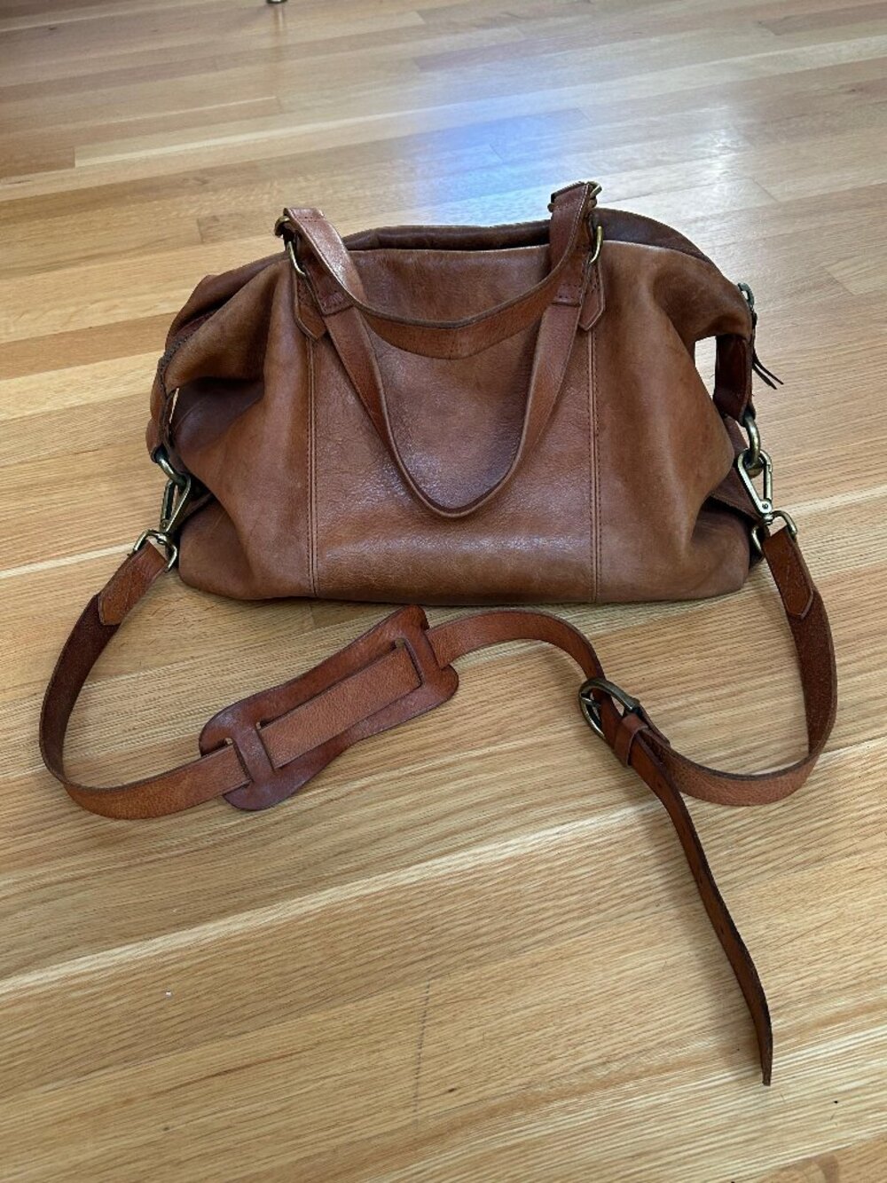 Madewell Glasgow satchel in cognac